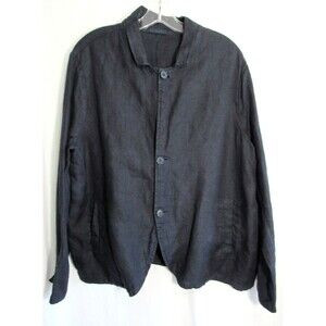 CP Shades Black Long Sleeve Button Down Linen Jacket Size Large EUC